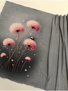 Кулирка купон Одуванчики розовые на сером, с/л, 75*180 см