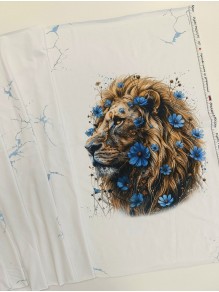 Кулирка купон Лев с голубыми цветами, с/л, 75-80*180 см