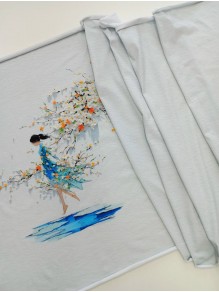 Кулирка купон Девушка сакура и лазурь, с/л, 75*180 см
