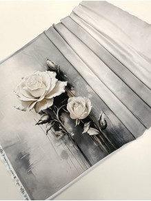 Кулирка купон Розы в графитовой дымке, с/л, 75*180 см
