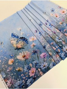 Кулирка купон Бабочка на голубом, с/л, 73*180 см