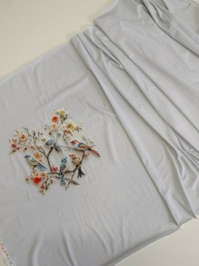 Кулирка купон Птички на сером фоне, с/л, 75*180 см