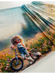 Кулирка купон Девочка на велосипеде, с/л, 65*180 см