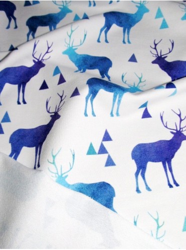 Футер Олени на белом, 2-нитка с лайкрой, изнанка петля