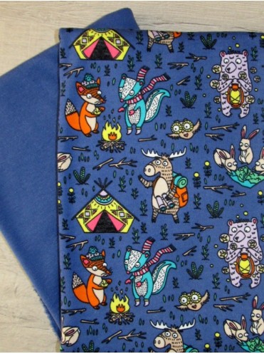 Интерлок Звери у костра - Отрез 0,5 м